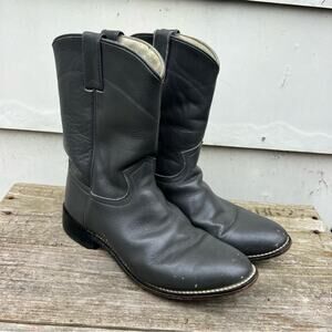 Vintage 90s Justin Gray Roper Pull On Boots Cowboy Cowgirl Western Youth 5D